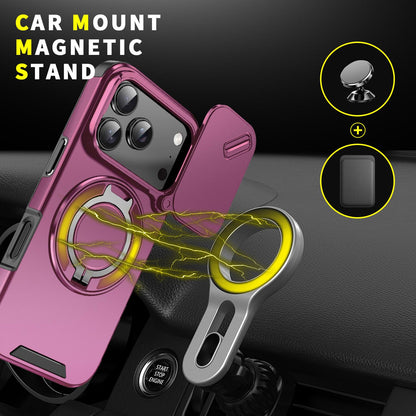 For iPhone 17 Pro Sliding Camshield Ring Holder Phone Case - Cherry Red - EDA008462102H