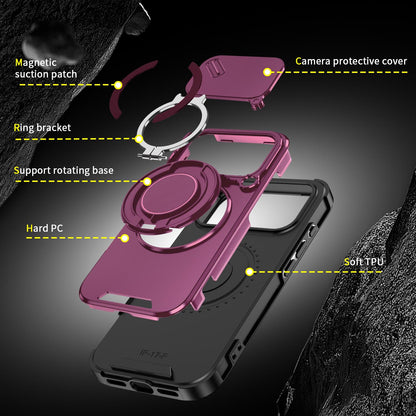 For iPhone 17 Pro Sliding Camshield Ring Holder Phone Case - Cherry Red - EDA008462102H
