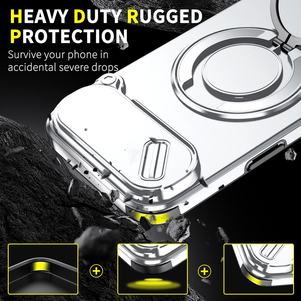 For iPhone Air Sliding Camshield Ring Holder Phone Case - Silver - EDA008462103G