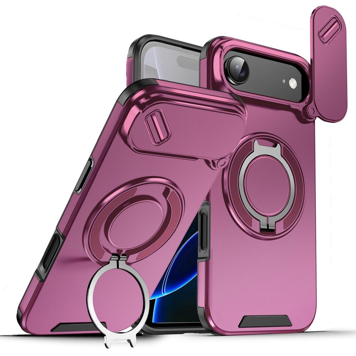 For iPhone Air Sliding Camshield Ring Holder Phone Case - Cherry Red - EDA008462103H