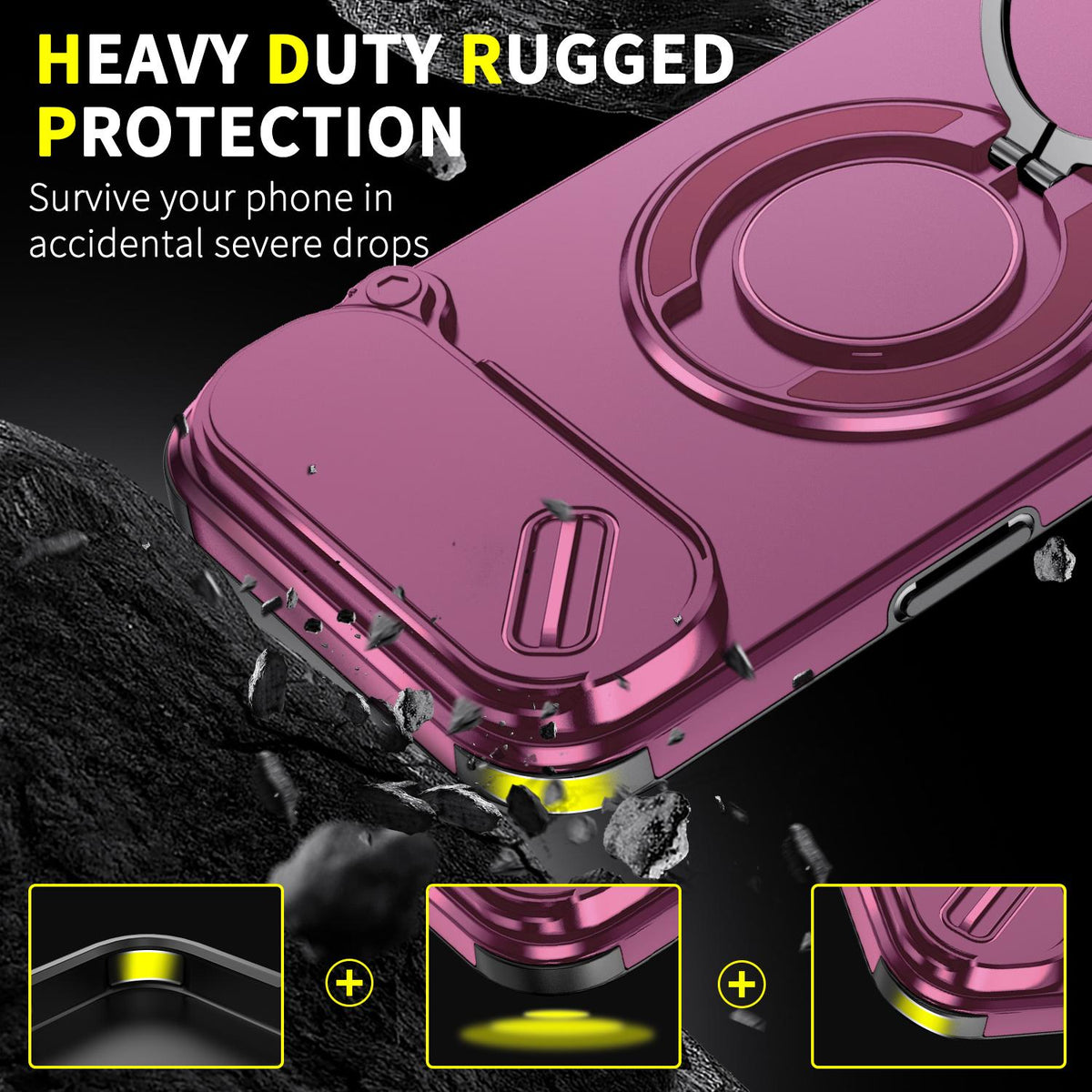 For iPhone Air Sliding Camshield Ring Holder Phone Case - Cherry Red - EDA008462103H