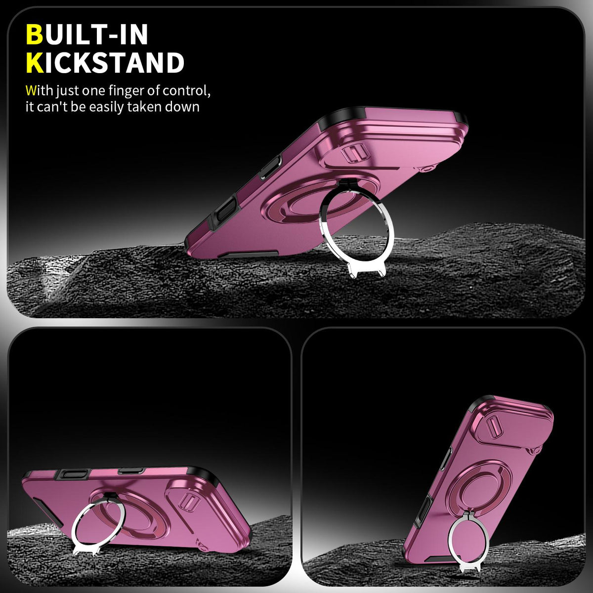 For iPhone Air Sliding Camshield Ring Holder Phone Case - Cherry Red - EDA008462103H