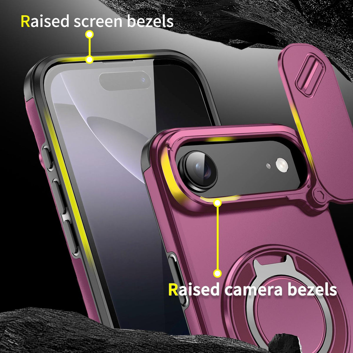 For iPhone Air Sliding Camshield Ring Holder Phone Case - Cherry Red - EDA008462103H