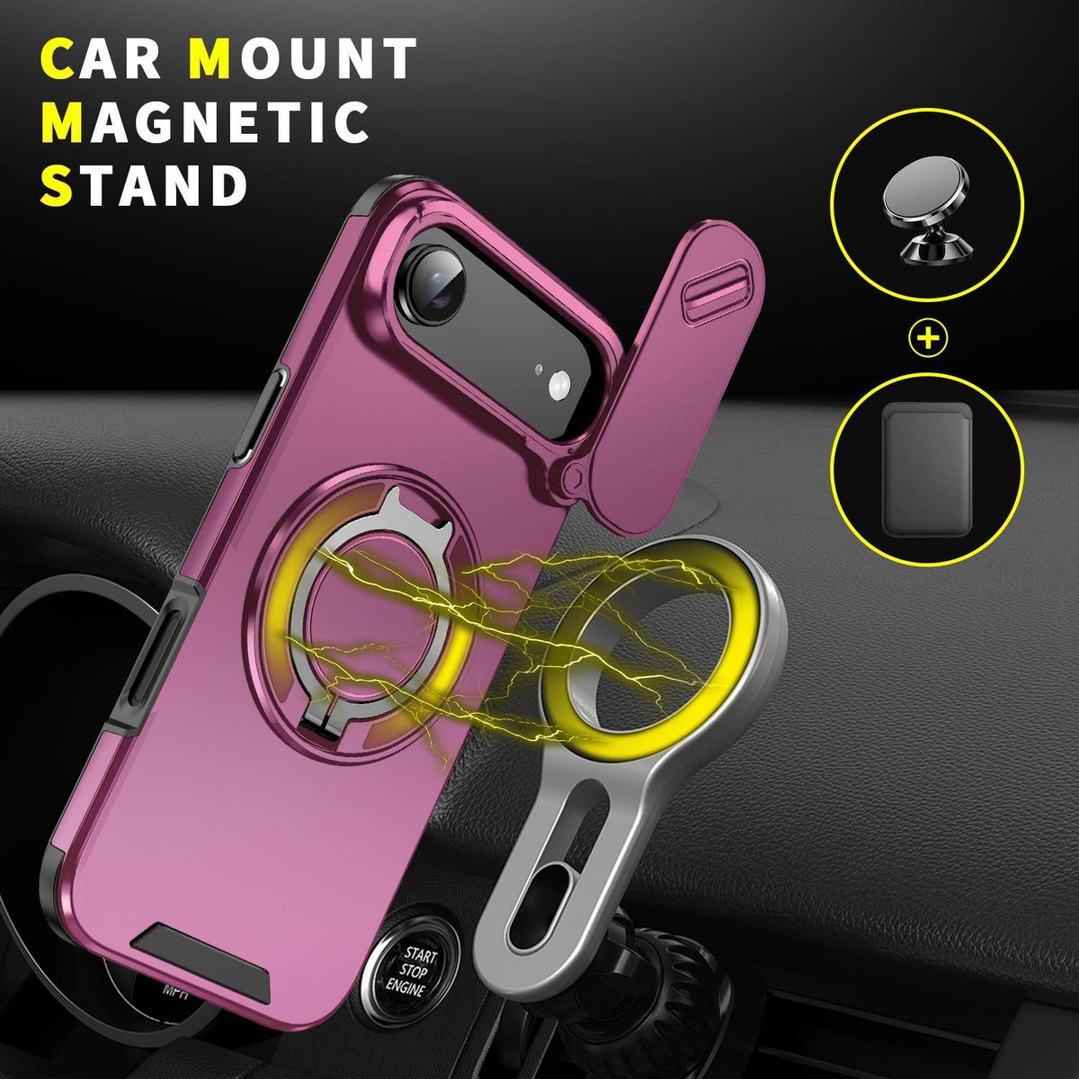 For iPhone Air Sliding Camshield Ring Holder Phone Case - Cherry Red - EDA008462103H