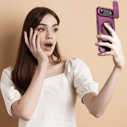 For iPhone Air Sliding Camshield Ring Holder Phone Case - Cherry Red - EDA008462103H