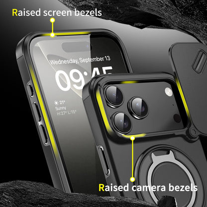 For iPhone 18 Pro Max Sliding Camshield Ring Holder Phone Case - Black - EDA008462105A