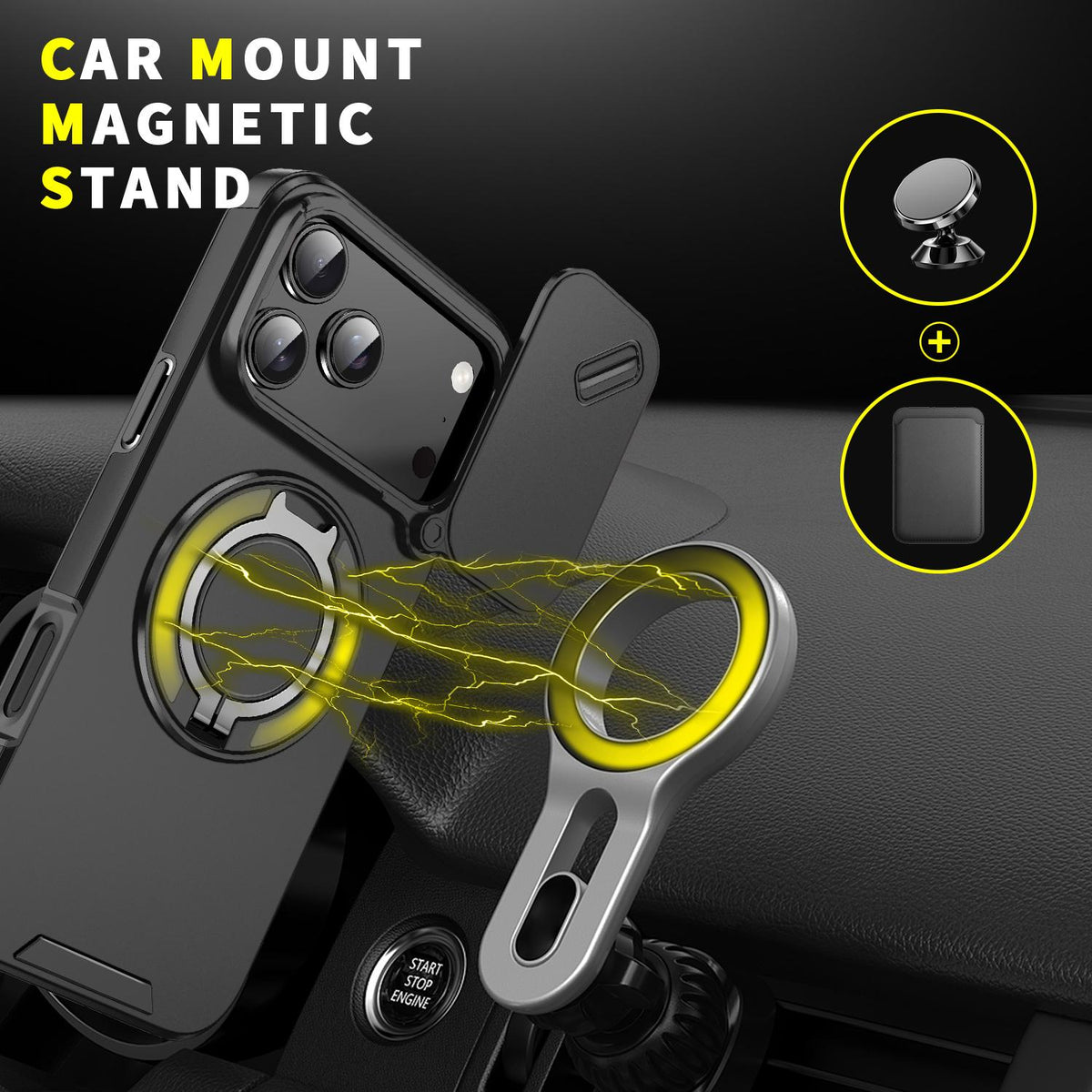 For iPhone 18 Pro Max Sliding Camshield Ring Holder Phone Case - Black - EDA008462105A