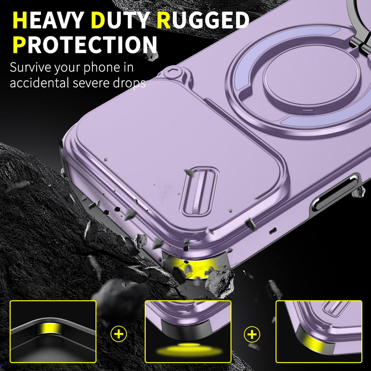For iPhone 18 Pro Max Sliding Camshield Ring Holder Phone Case - Purple - EDA008462105B