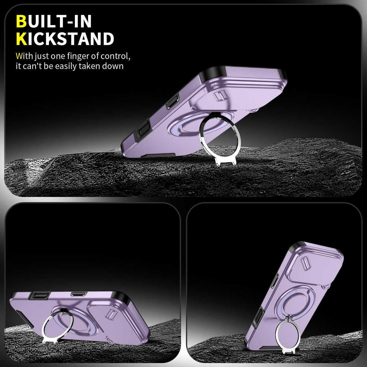 For iPhone 18 Pro Max Sliding Camshield Ring Holder Phone Case - Purple - EDA008462105B