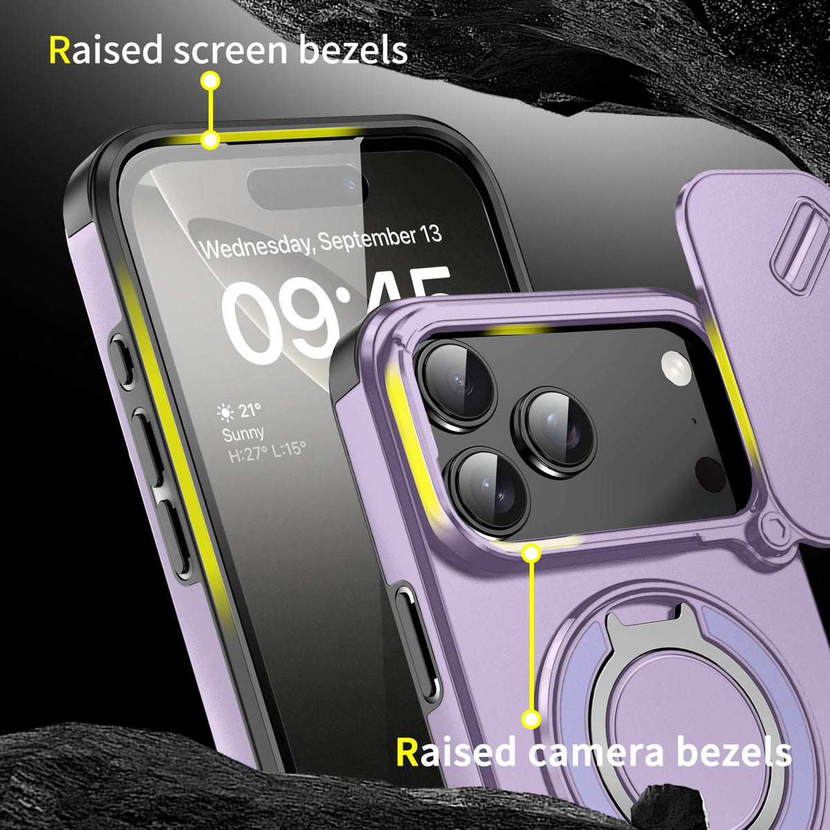 For iPhone 18 Pro Max Sliding Camshield Ring Holder Phone Case - Purple - EDA008462105B