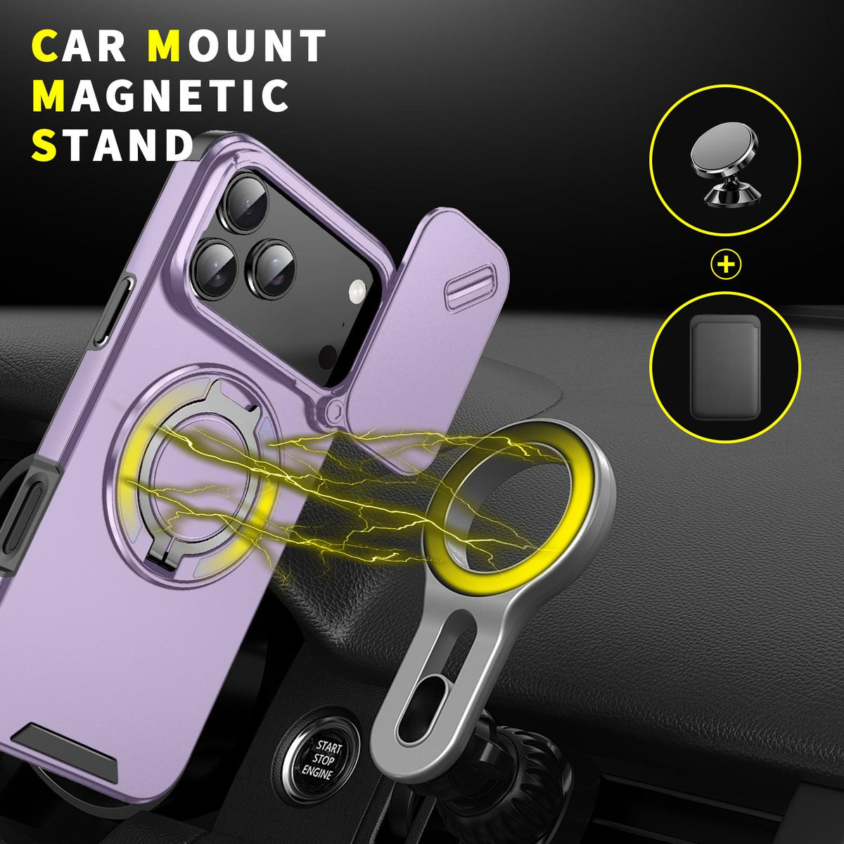 For iPhone 18 Pro Max Sliding Camshield Ring Holder Phone Case - Purple - EDA008462105B