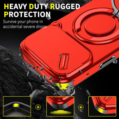 For iPhone 18 Pro Max Sliding Camshield Ring Holder Phone Case - Red - EDA008462105C
