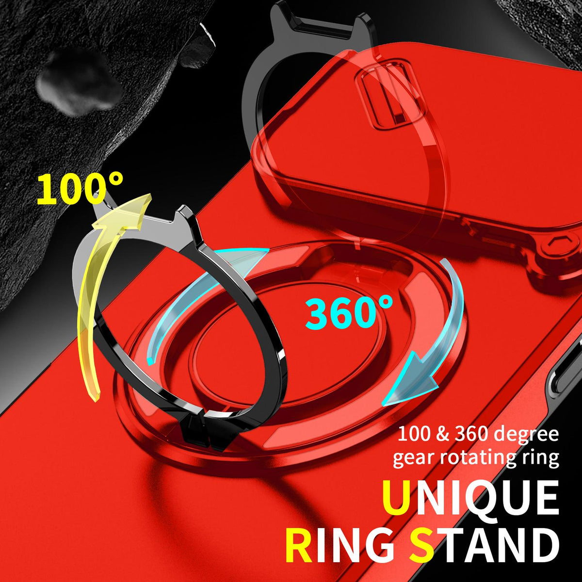 For iPhone 18 Pro Max Sliding Camshield Ring Holder Phone Case - Red - EDA008462105C