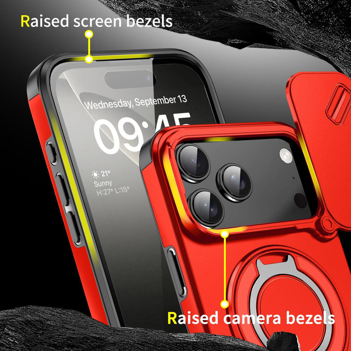 For iPhone 18 Pro Max Sliding Camshield Ring Holder Phone Case - Red - EDA008462105C
