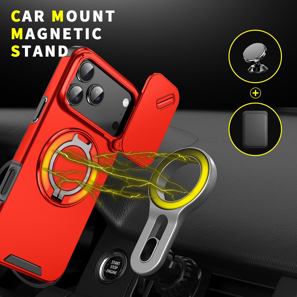 For iPhone 18 Pro Max Sliding Camshield Ring Holder Phone Case - Red - EDA008462105C