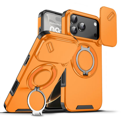 For iPhone 18 Pro Max Sliding Camshield Ring Holder Phone Case - Orange - EDA008462105D