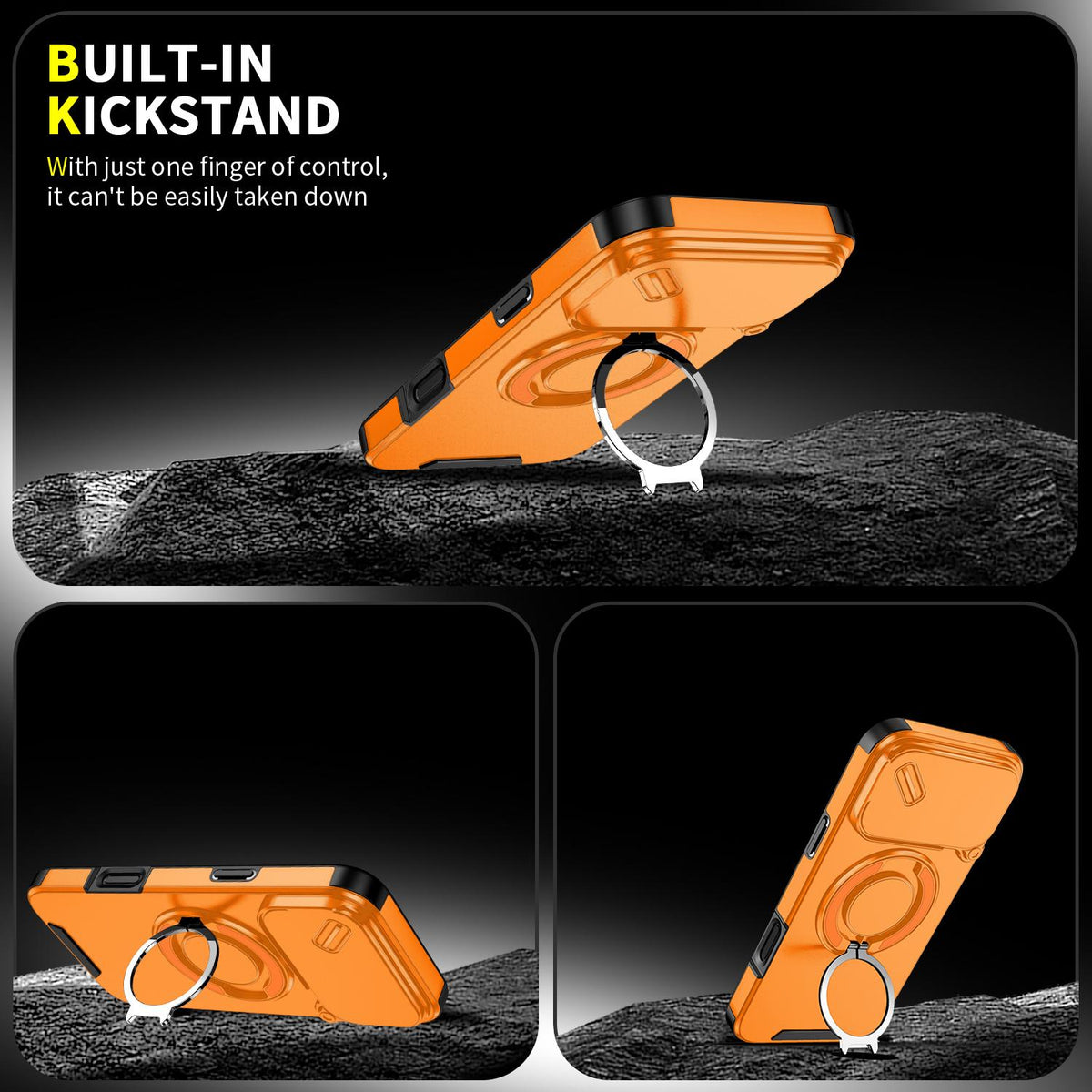For iPhone 18 Pro Max Sliding Camshield Ring Holder Phone Case - Orange - EDA008462105D