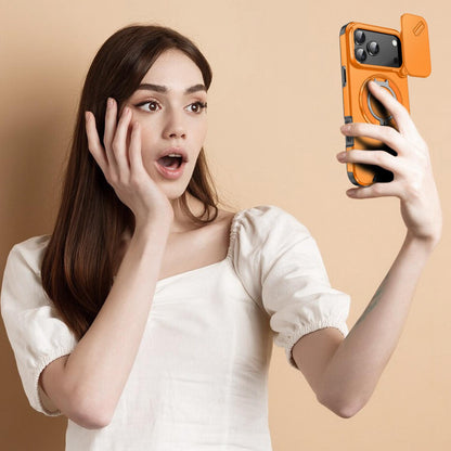 For iPhone 18 Pro Max Sliding Camshield Ring Holder Phone Case - Orange - EDA008462105D
