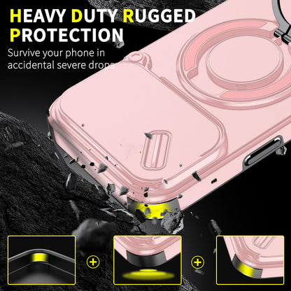 For iPhone 18 Pro Max Sliding Camshield Ring Holder Phone Case - Pink - EDA008462105E
