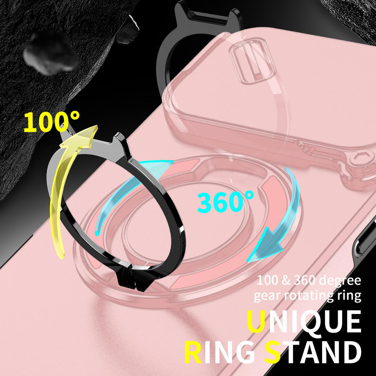 For iPhone 18 Pro Max Sliding Camshield Ring Holder Phone Case - Pink - EDA008462105E