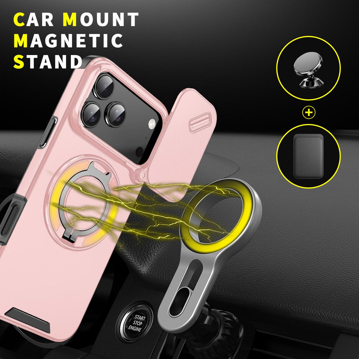 For iPhone 18 Pro Max Sliding Camshield Ring Holder Phone Case - Pink - EDA008462105E