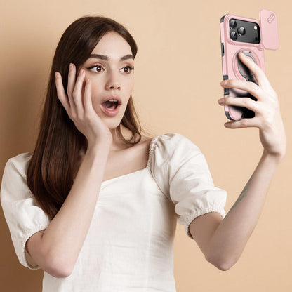 For iPhone 18 Pro Max Sliding Camshield Ring Holder Phone Case - Pink - EDA008462105E