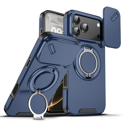 For iPhone 18 Pro Max Sliding Camshield Ring Holder Phone Case - Blue - EDA008462105F