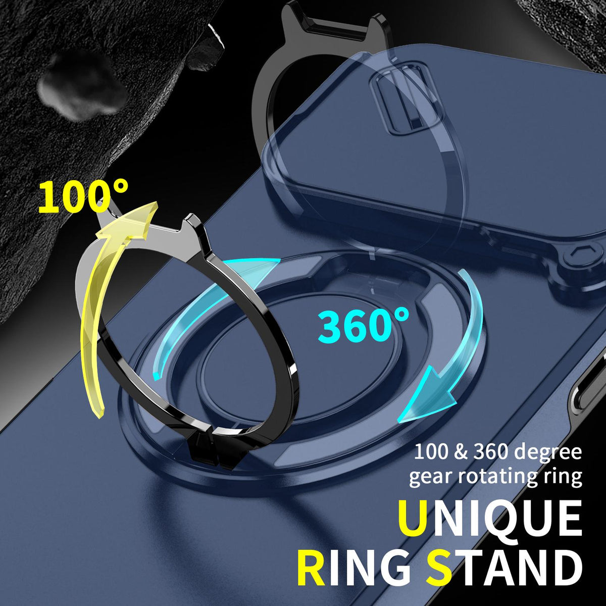 For iPhone 18 Pro Max Sliding Camshield Ring Holder Phone Case - Blue - EDA008462105F