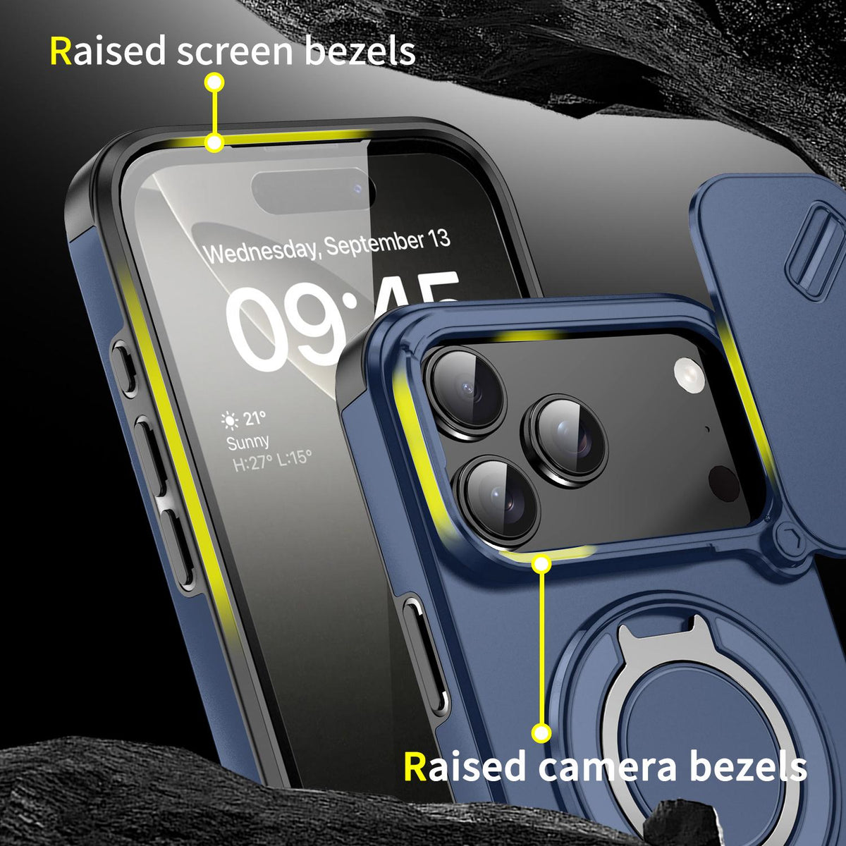 For iPhone 18 Pro Max Sliding Camshield Ring Holder Phone Case - Blue - EDA008462105F