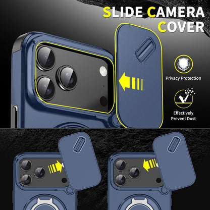 For iPhone 18 Pro Max Sliding Camshield Ring Holder Phone Case - Blue - EDA008462105F
