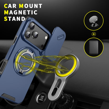 For iPhone 18 Pro Max Sliding Camshield Ring Holder Phone Case - Blue - EDA008462105F