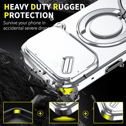 For iPhone 18 Pro Max Sliding Camshield Ring Holder Phone Case - Silver - EDA008462105G