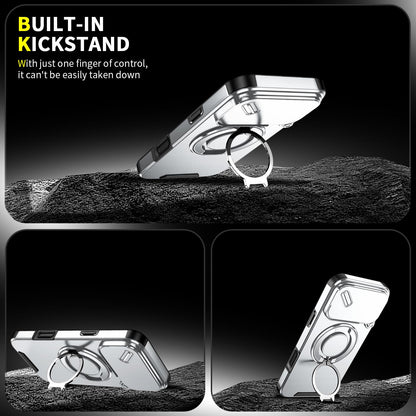 For iPhone 18 Pro Max Sliding Camshield Ring Holder Phone Case - Silver - EDA008462105G