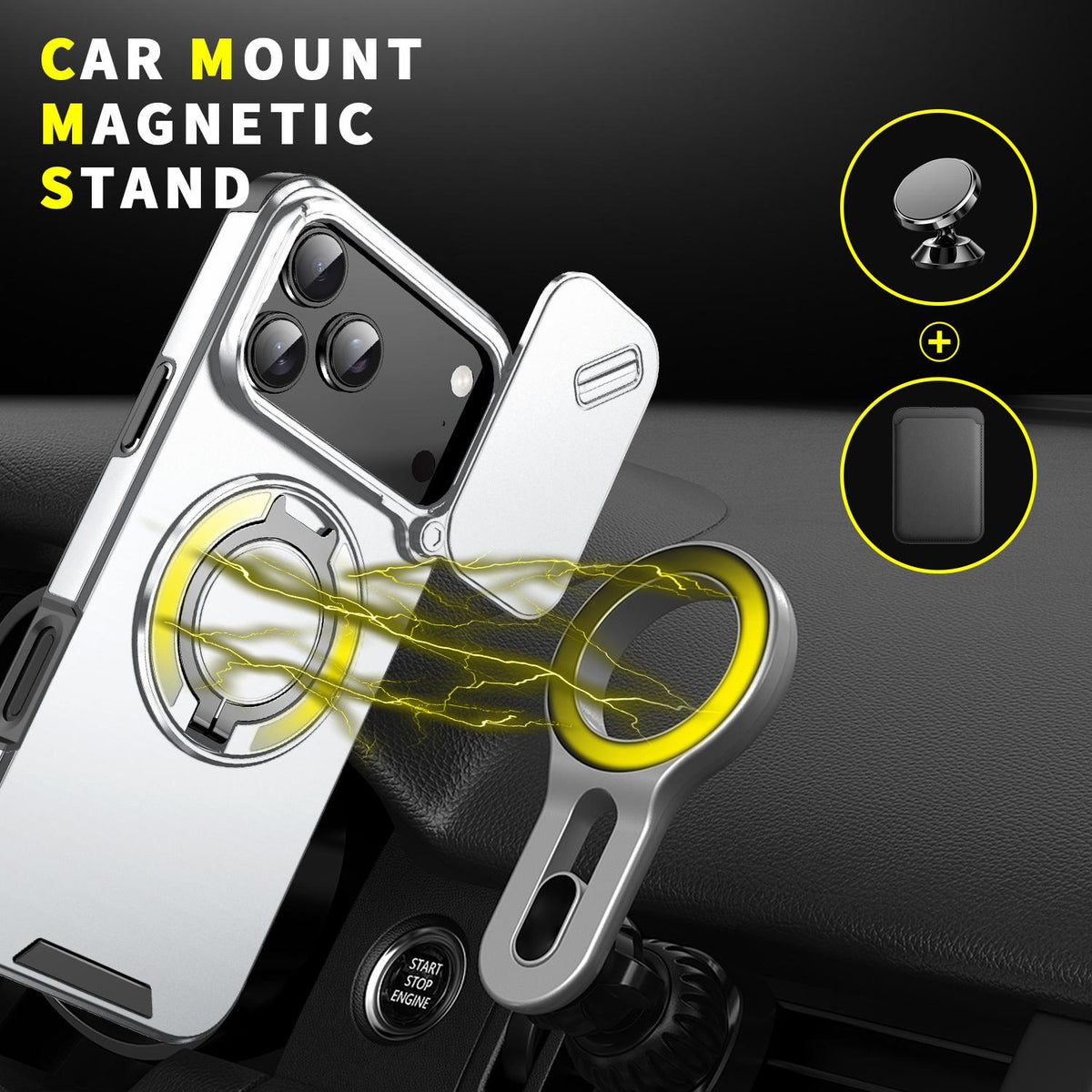 For iPhone 18 Pro Max Sliding Camshield Ring Holder Phone Case - Silver - EDA008462105G