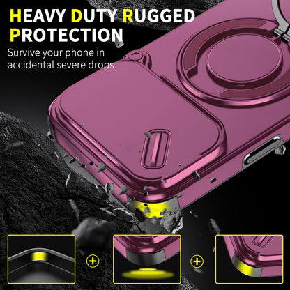 For iPhone 18 Pro Max Sliding Camshield Ring Holder Phone Case - Cherry Red - EDA008462105H