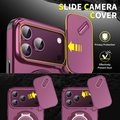 For iPhone 18 Pro Max Sliding Camshield Ring Holder Phone Case - Cherry Red - EDA008462105H