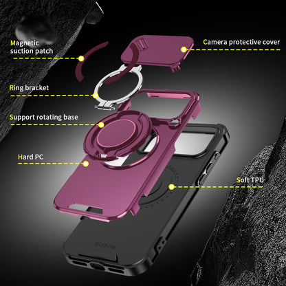 For iPhone 18 Pro Max Sliding Camshield Ring Holder Phone Case - Cherry Red - EDA008462105H