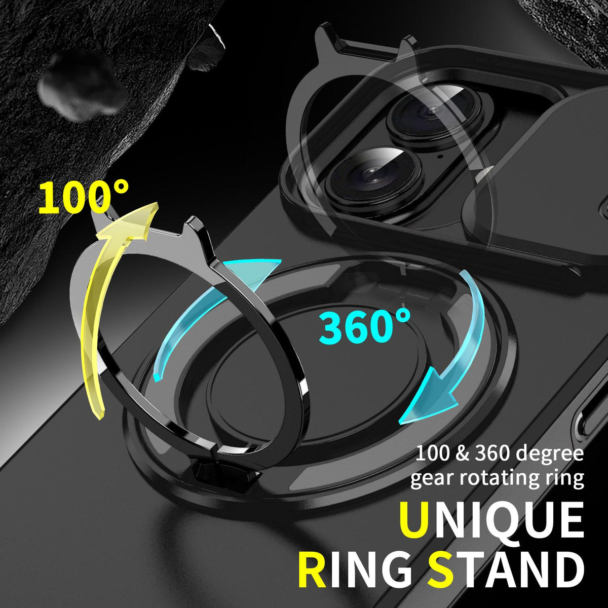 For iPhone 18 Sliding Camshield Ring Holder Phone Case - Black - EDA008462107A