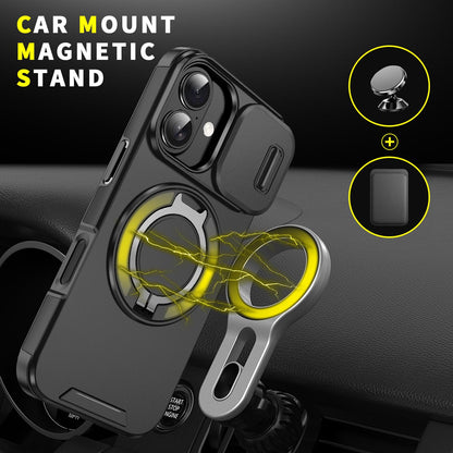 For iPhone 18 Sliding Camshield Ring Holder Phone Case - Black - EDA008462107A