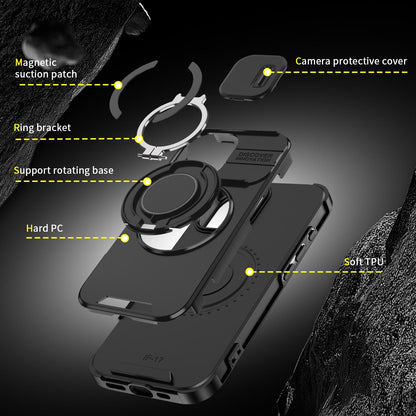 For iPhone 18 Sliding Camshield Ring Holder Phone Case - Black - EDA008462107A