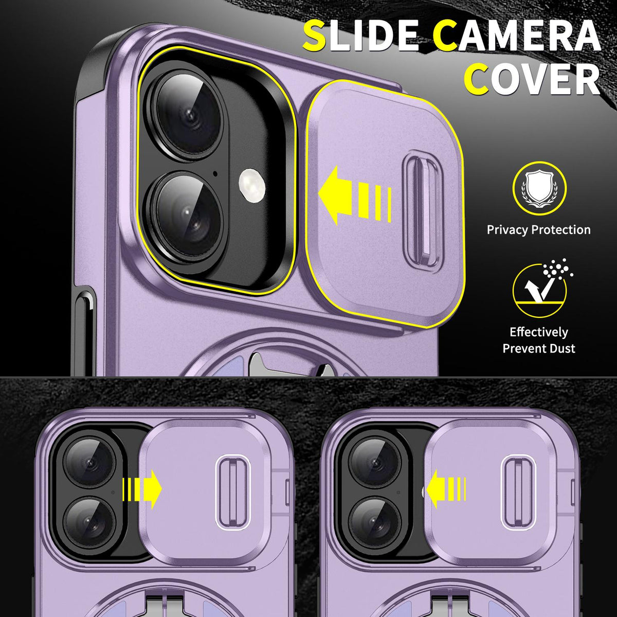 For iPhone 18 Sliding Camshield Ring Holder Phone Case - Purple - EDA008462107B