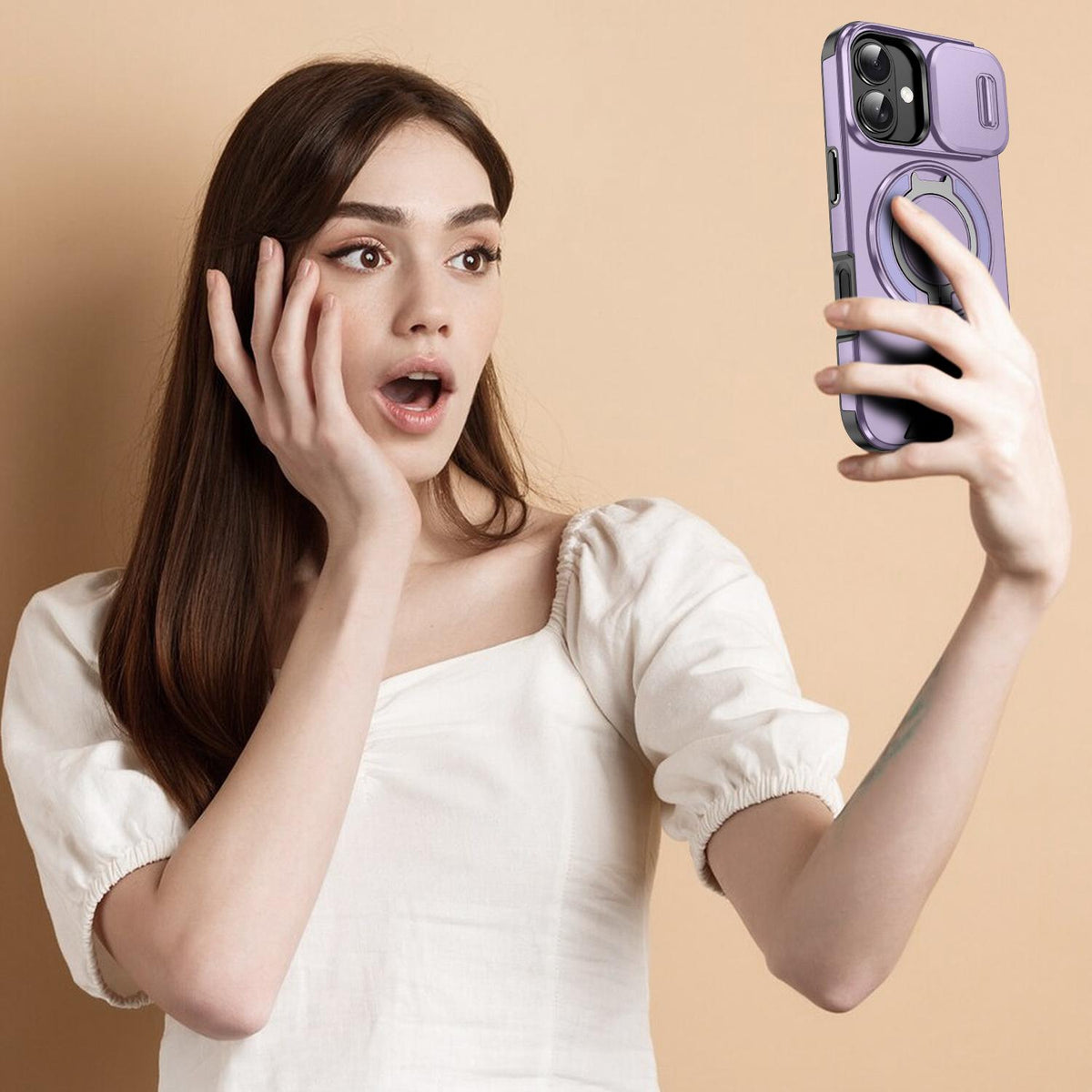For iPhone 18 Sliding Camshield Ring Holder Phone Case - Purple - EDA008462107B