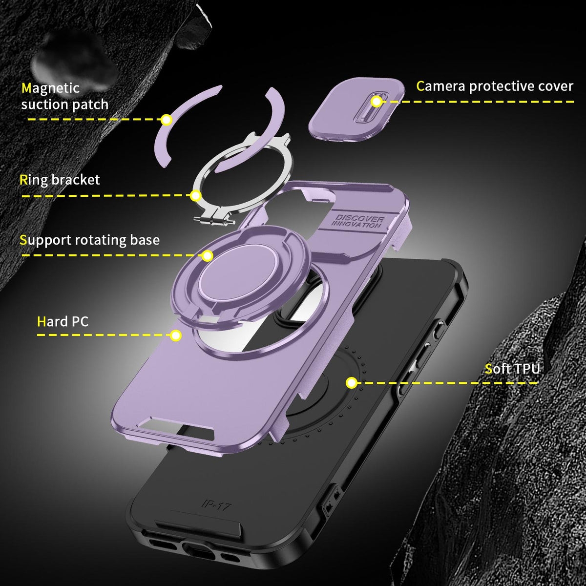 For iPhone 18 Sliding Camshield Ring Holder Phone Case - Purple - EDA008462107B