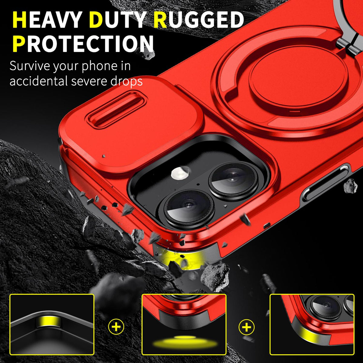 For iPhone 18 Sliding Camshield Ring Holder Phone Case - Red - EDA008462107C