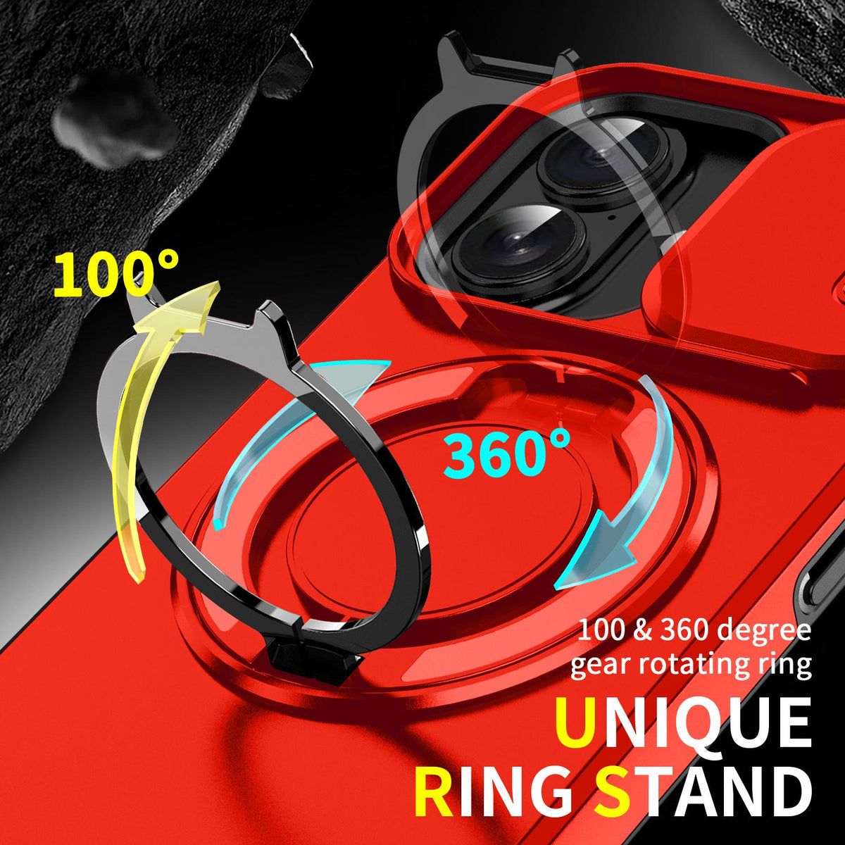 For iPhone 18 Sliding Camshield Ring Holder Phone Case - Red - EDA008462107C