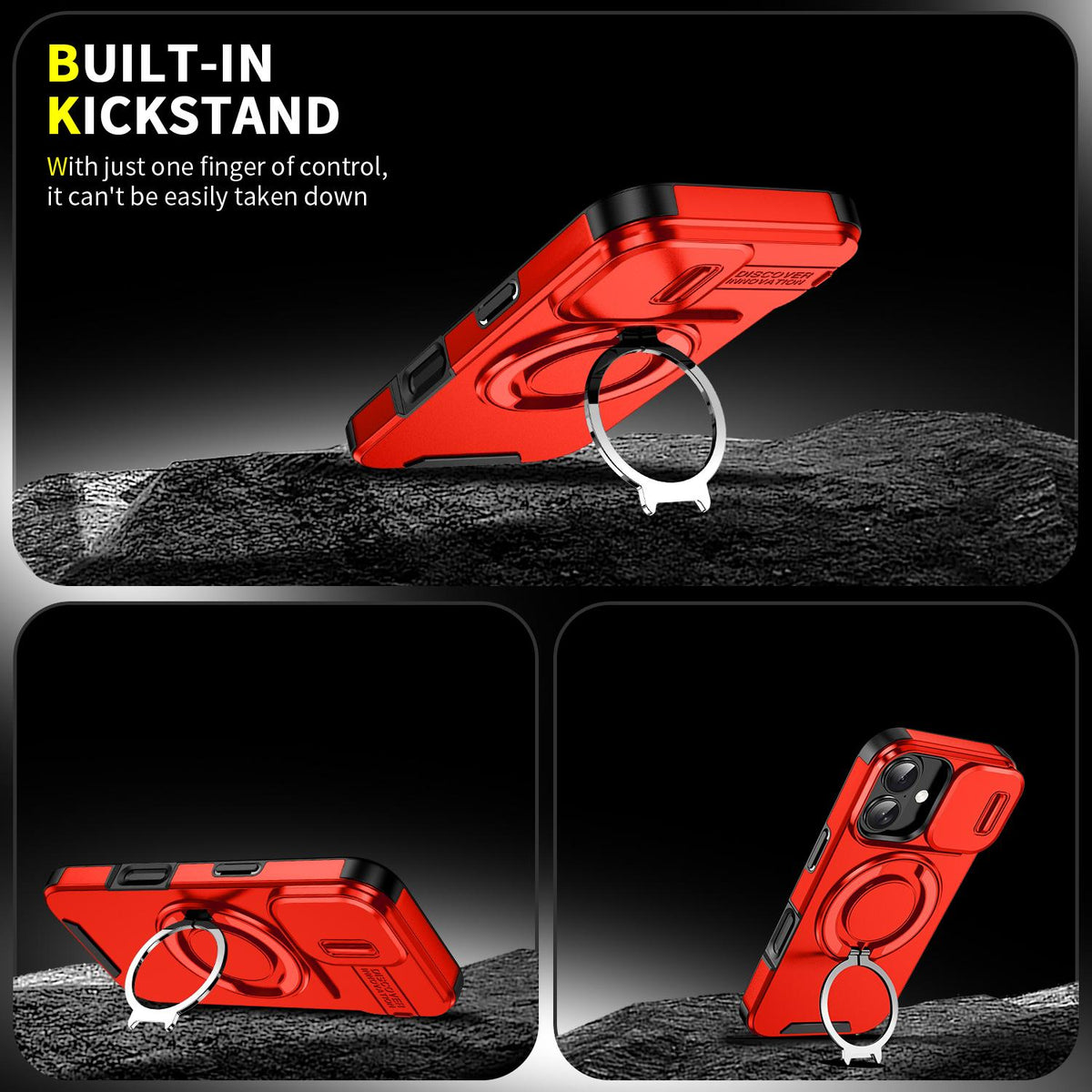 For iPhone 18 Sliding Camshield Ring Holder Phone Case - Red - EDA008462107C