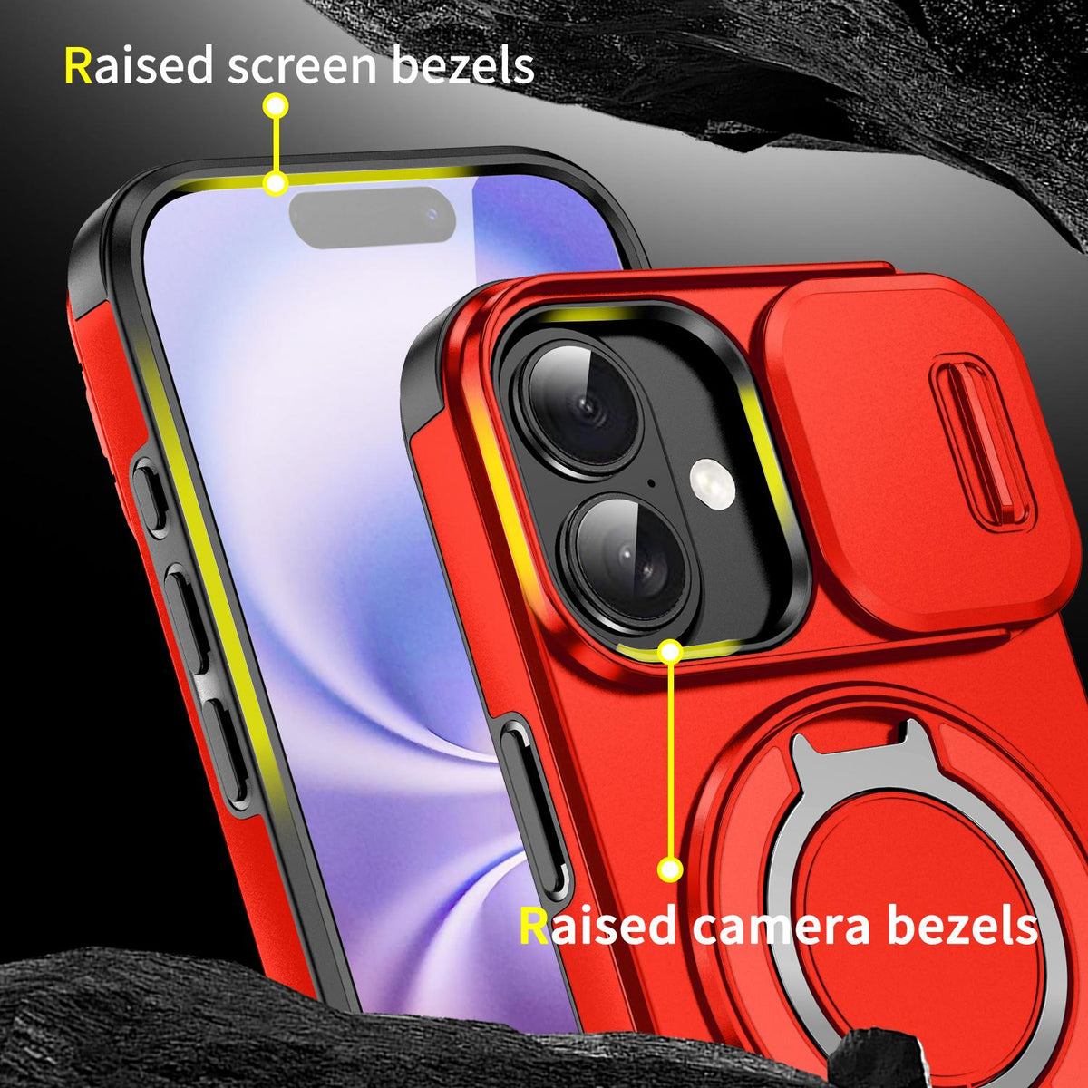 For iPhone 18 Sliding Camshield Ring Holder Phone Case - Red - EDA008462107C