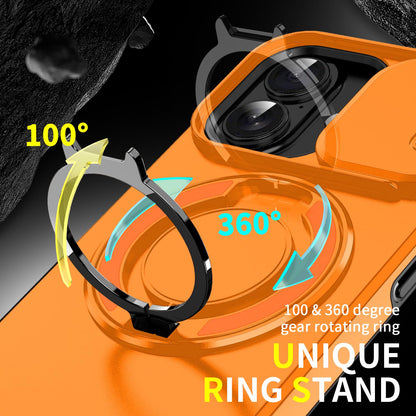For iPhone 18 Sliding Camshield Ring Holder Phone Case - Orange - EDA008462107D
