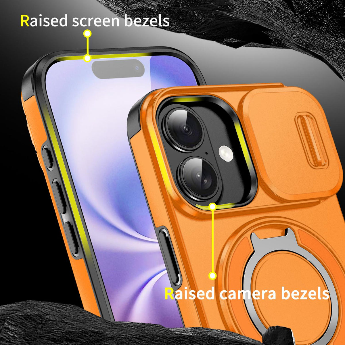 For iPhone 18 Sliding Camshield Ring Holder Phone Case - Orange - EDA008462107D