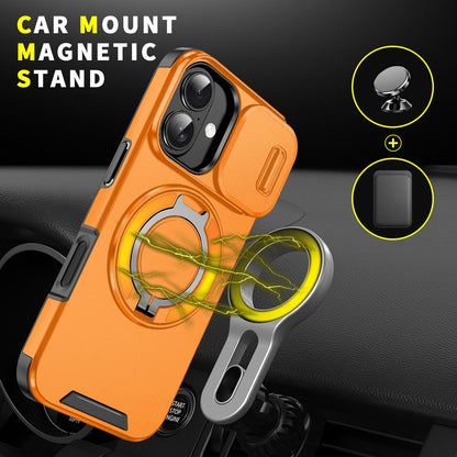 For iPhone 18 Sliding Camshield Ring Holder Phone Case - Orange - EDA008462107D